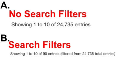 How to interpret the Row Display when using the Search Box