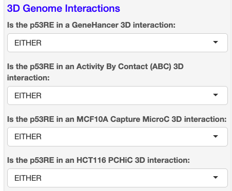 Filtering by p53RE location within 3D chromatin loops